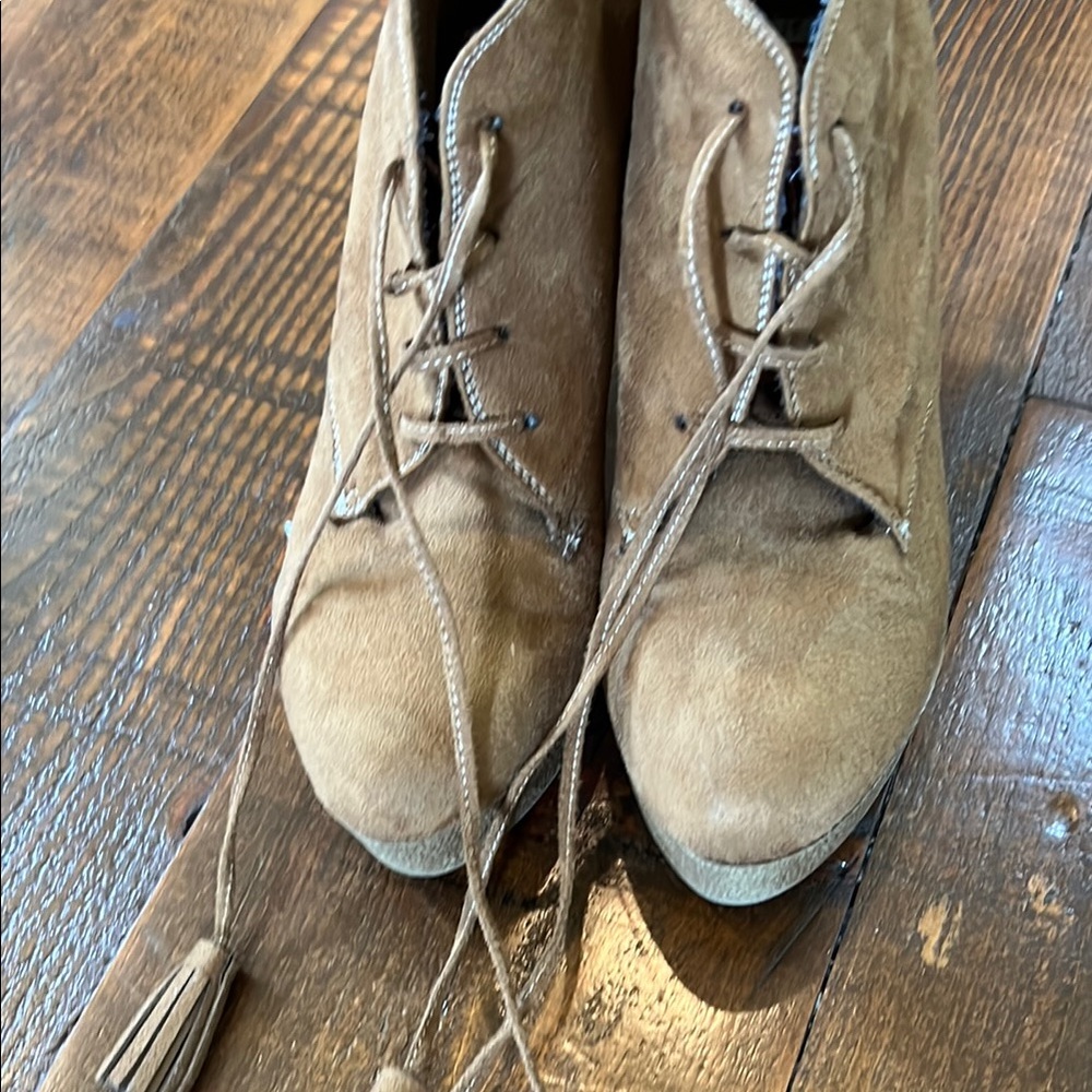 Women’s Tan Suede like  Lace-Up Shoes
